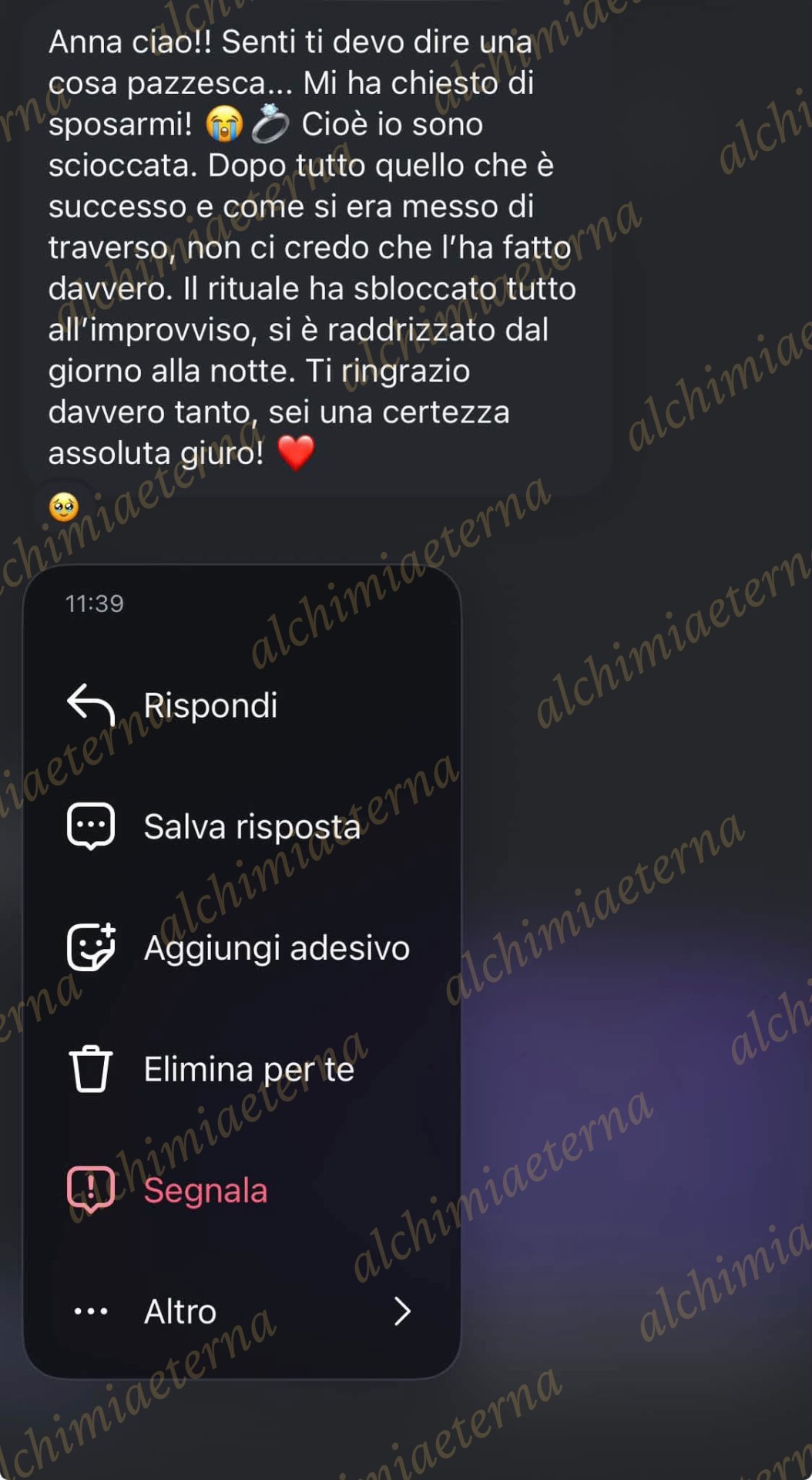 Schermata del riscontro di un cliente 10