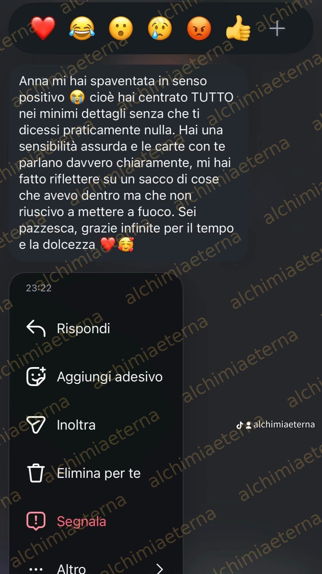 Schermata del riscontro di un cliente 2