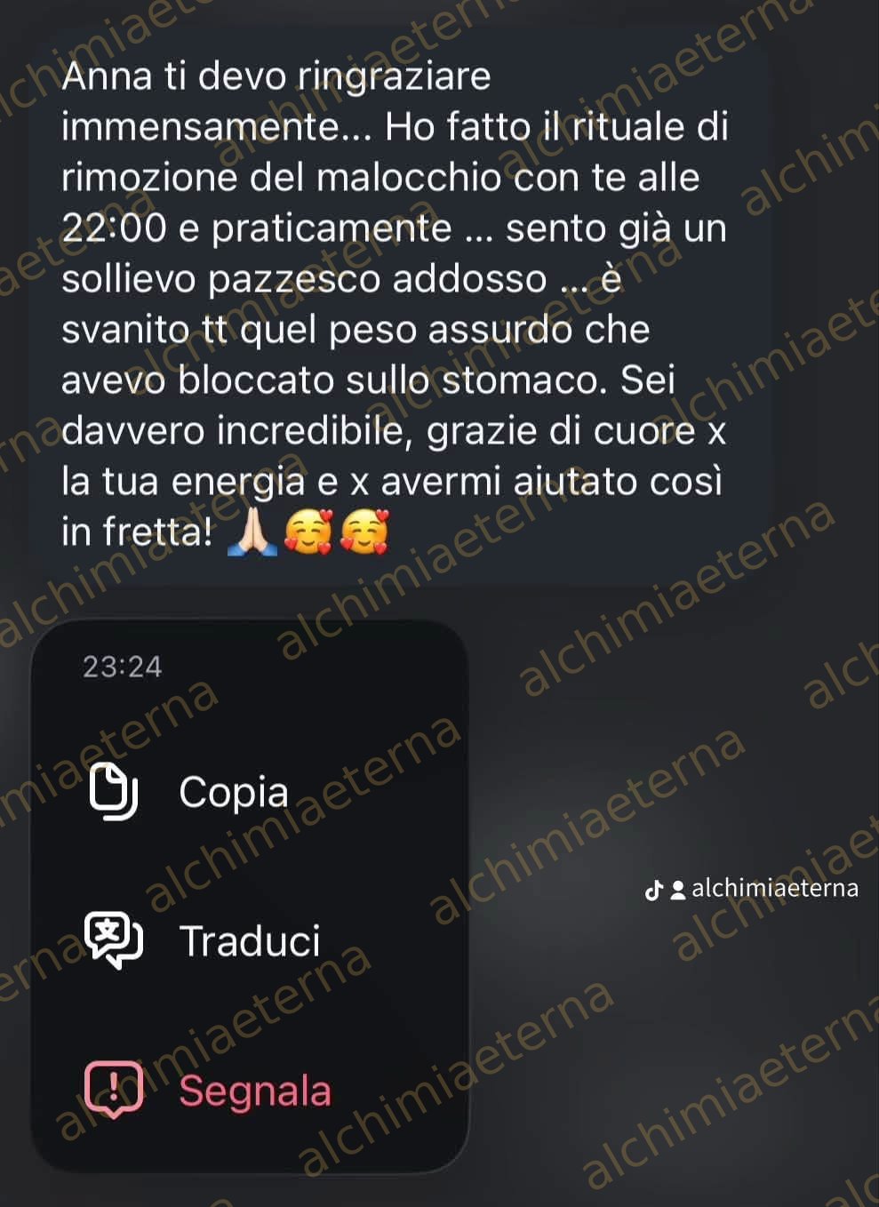 Schermata del riscontro di un cliente 3
